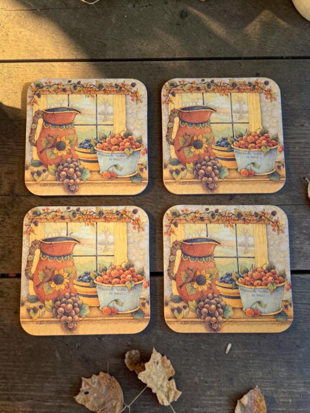 Vintage Fall Cork Coaster Set